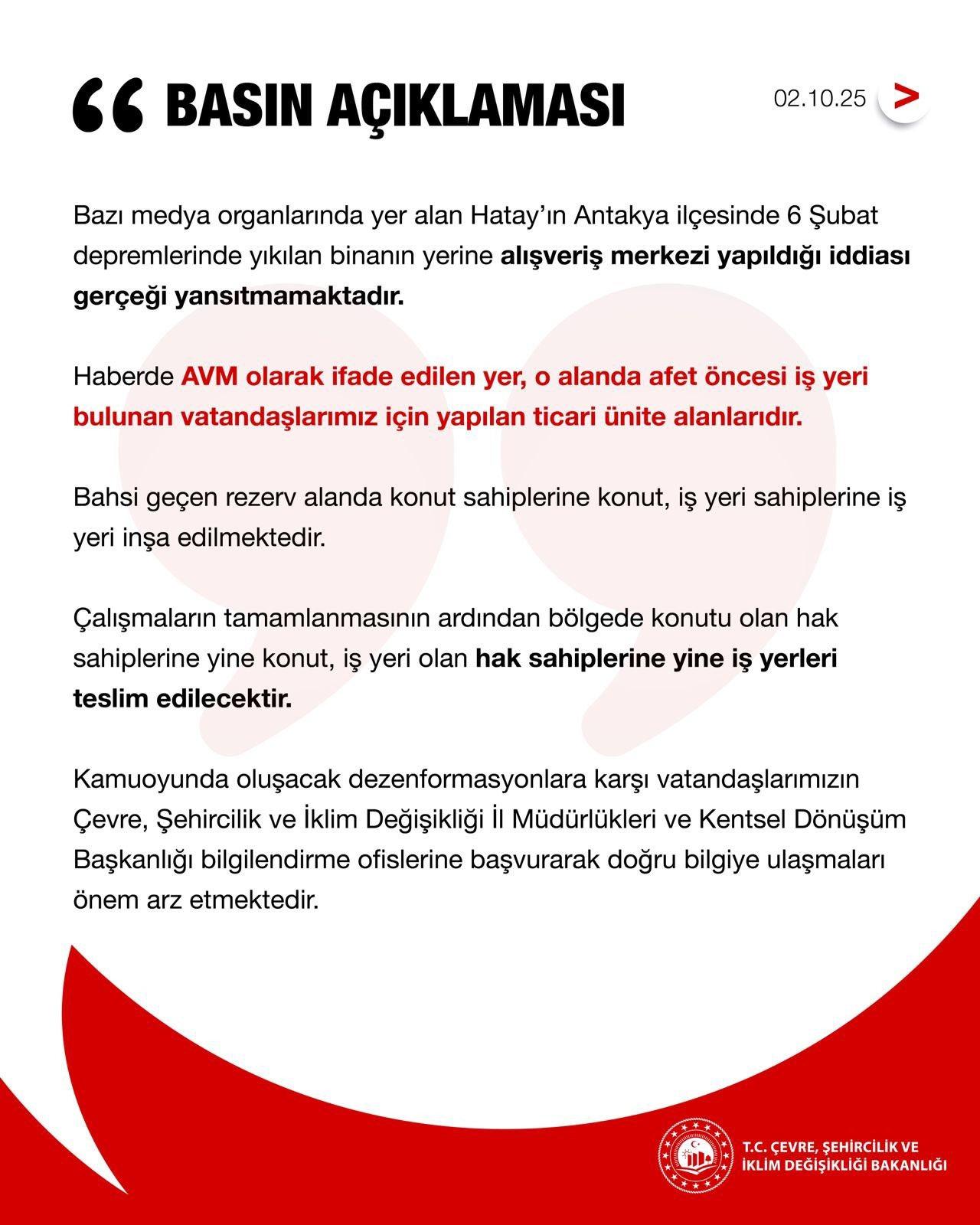 Bakanlıktan, 