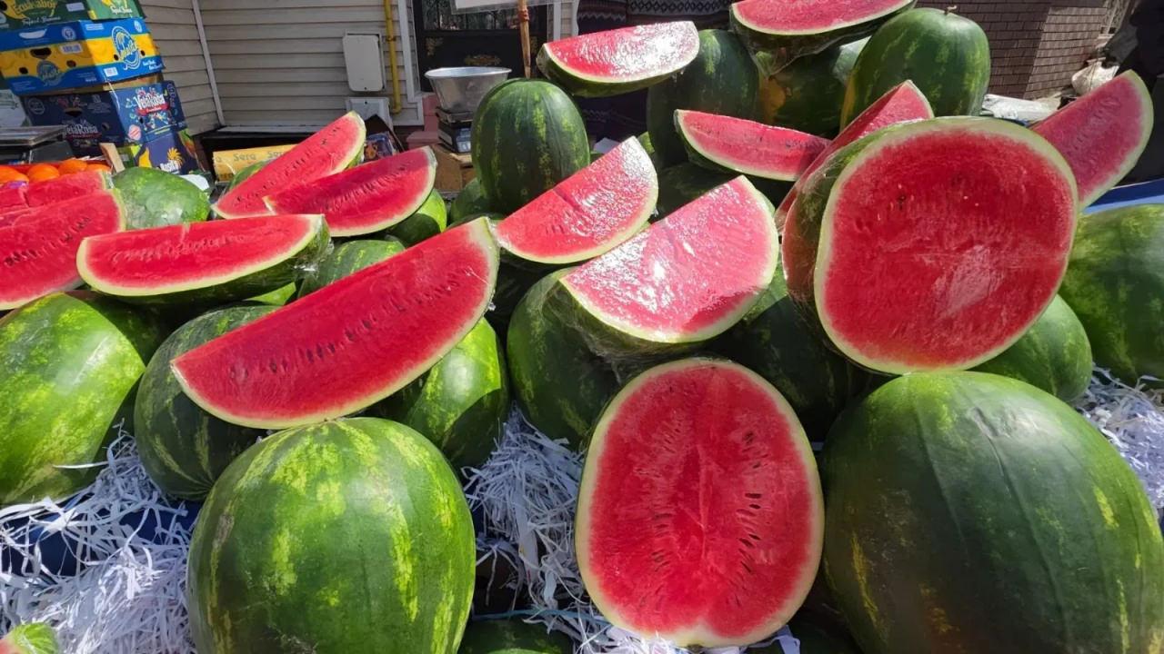 İran karpuzu tezgahlarda dilimle satılıyor