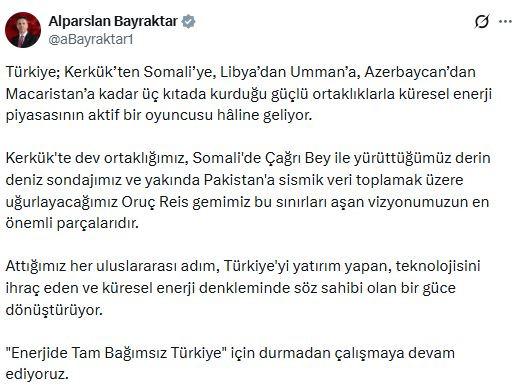 Bakan Bayraktar: Attığımız her adım, küresel enerji denkleminde bir güce dönüşüyor